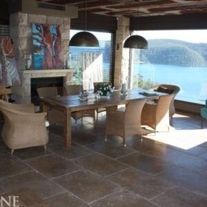 Grey travertine floor tile - Travertine Noce